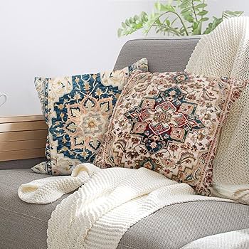 Amazon.co.jp: Knagsfa ペルシャ風クッションカバー 18インチx18